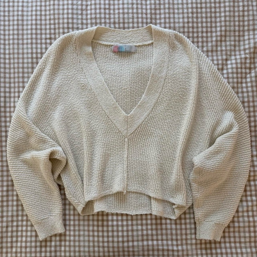 Free People Beach Cream V-Neck Sweater